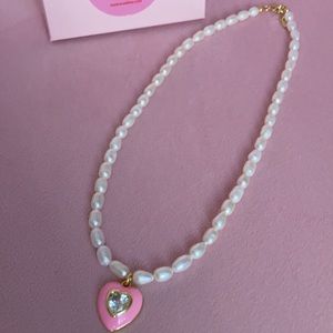 BonBon Whims pearls with pink heart necklace NEW